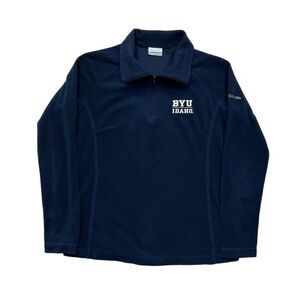 Columbia Sweater Women's Medium‎ Blue Glacial Fleece 1/4 Zip BYU Idaho Pullover